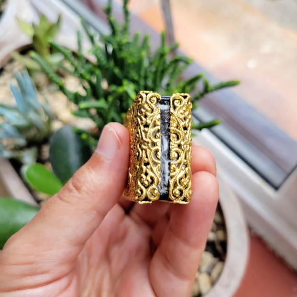 Vintage Czech Ornate Gold Filigree Perfume Bottle - Picture 8 of 8